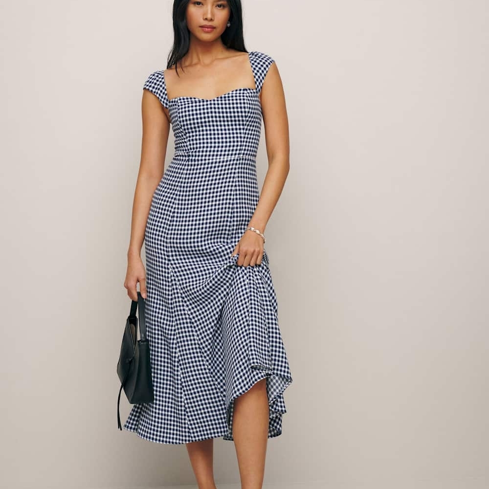 Elegant Black and White Gingham Dress